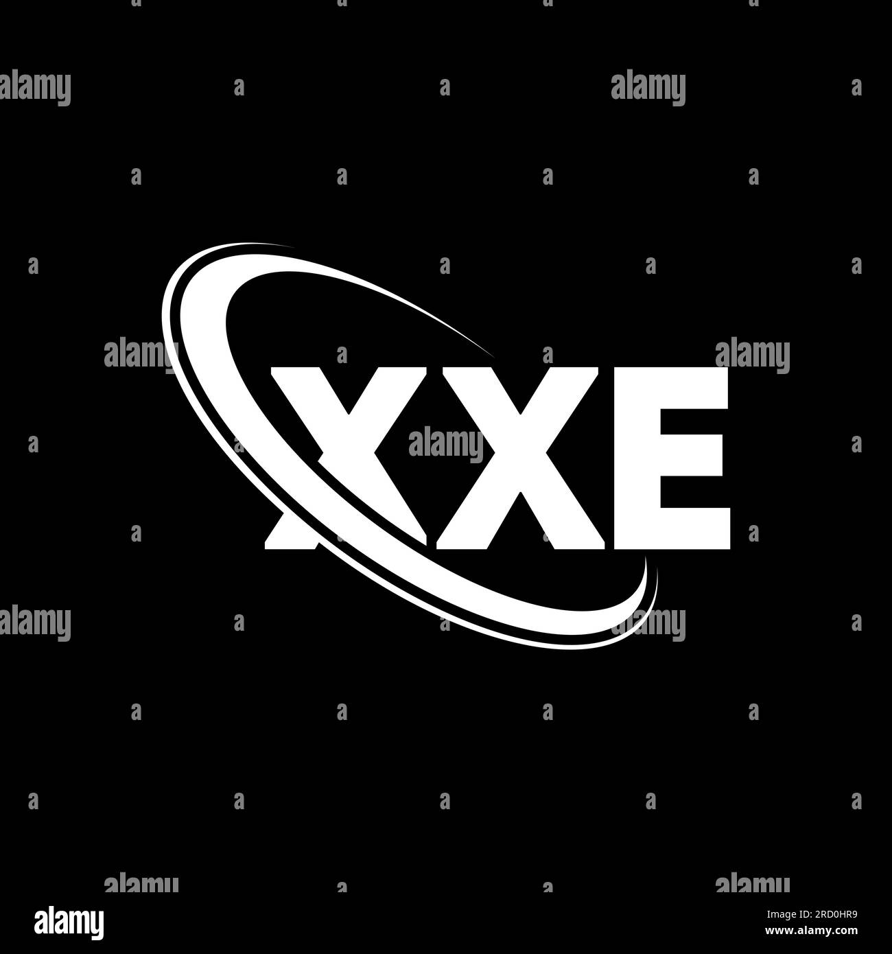 XXE logo. XXE letter. XXE letter logo design. Initials XXE logo linked with circle and uppercase monogram logo. XXE typography for technology, busines Stock Vector