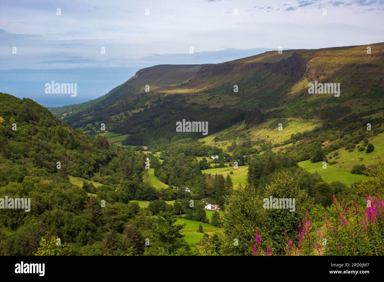 Beautiful Glenariff, the Queen of the Glens, is one of nine Antrim Glens in Northern Ireland. Stock Photo