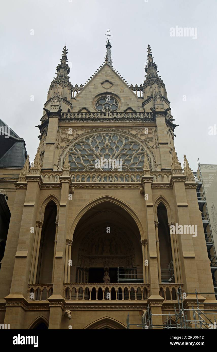 The front of Sainte-Chapelle vertical, Paris, France Stock Photo