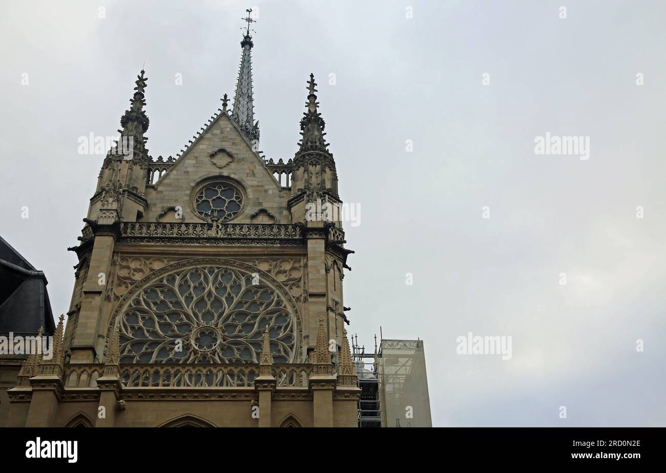 Sainte-Chapelle on cloudy sky, Paris, France Stock Photo