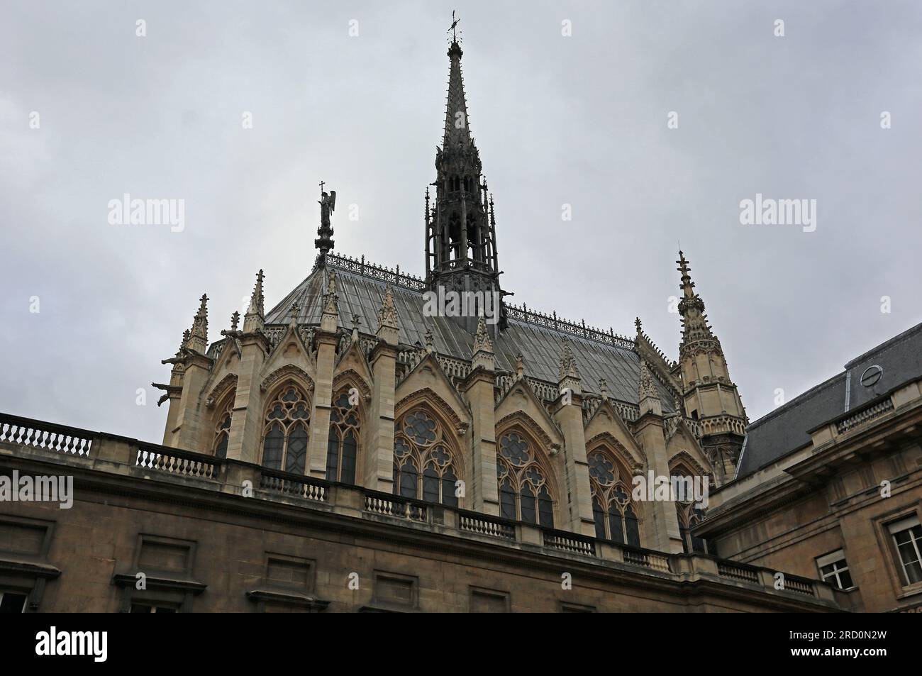 Sainte-Chapelle towers on cloudy sky, Paris, France Stock Photo
