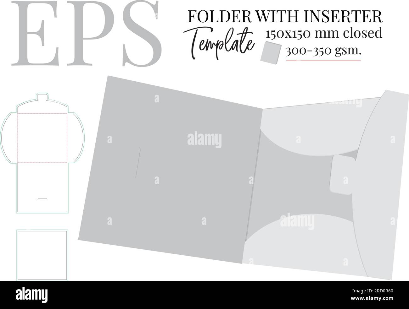 Folder with inserter Template, Vector with die cut, laser cut lines