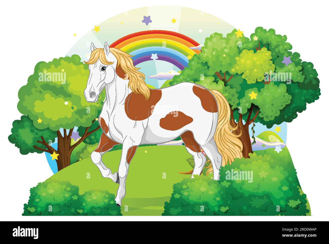 Horse in the forest cartoon illustration Stock Vector Image & Art - Alamy