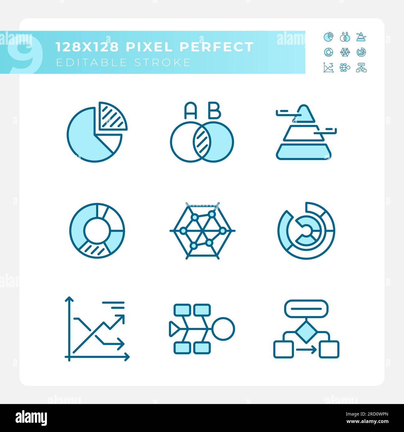 Chart and diagram light blue icons Stock Vector Image & Art Alamy