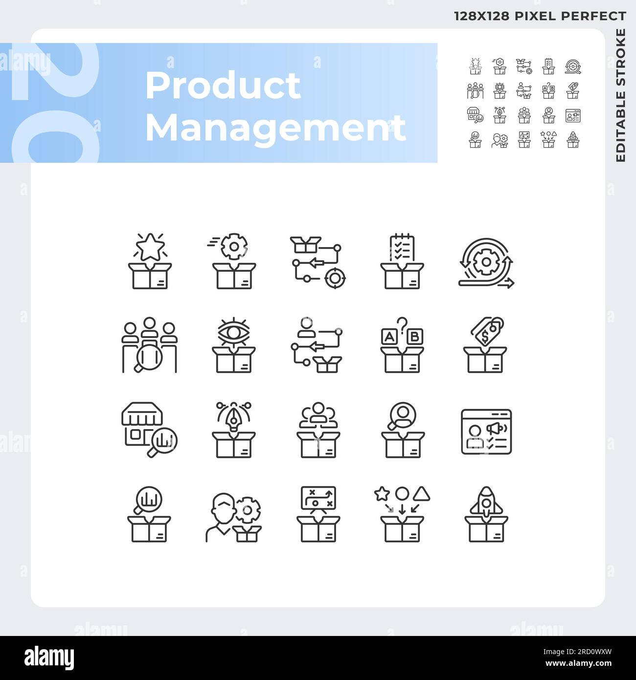 Editable pixel perfect black product management icons set Stock Vector ...