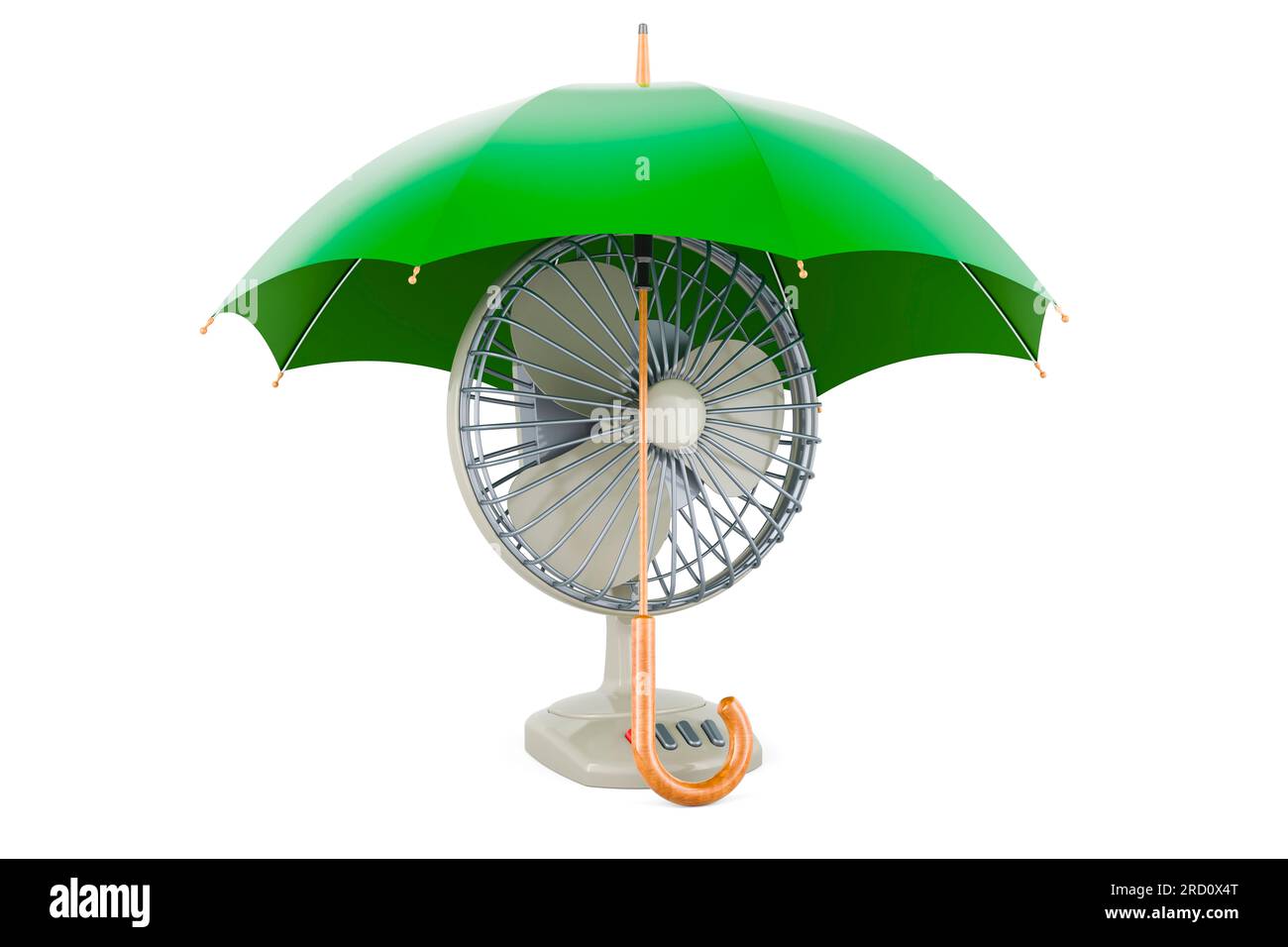 Table fan under umbrella. 3D rendering isolated on white background ...