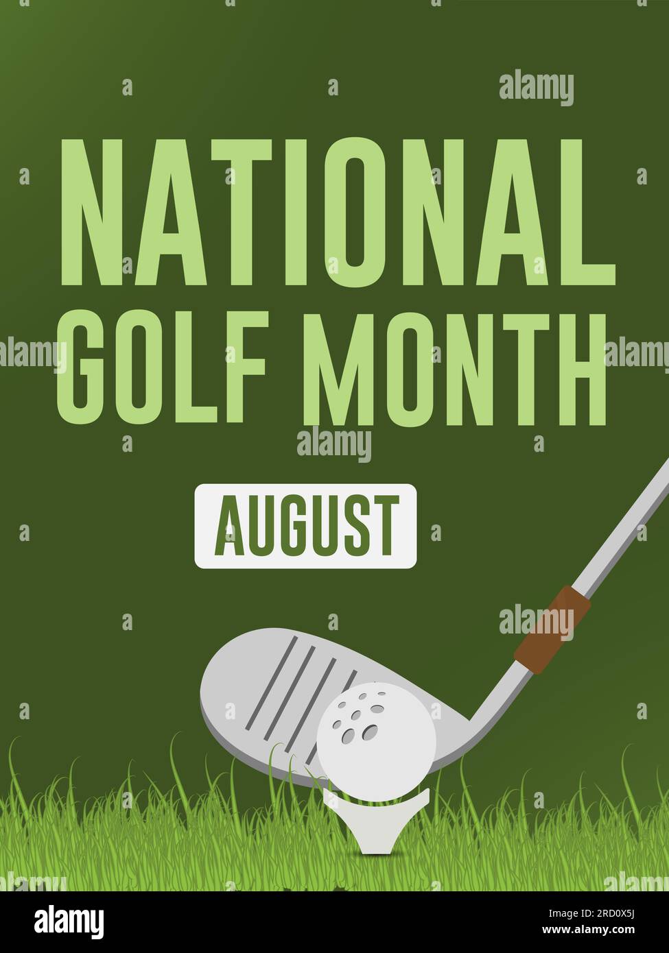 National Golf Month August natural green color background poster design. Vector illustration. Stock Vector