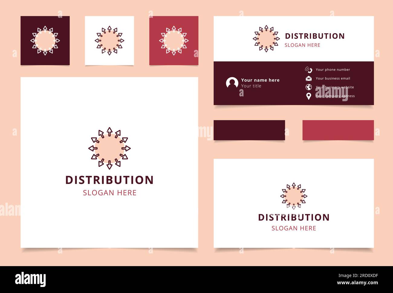 Distribution logo design with editable slogan. Branding book and