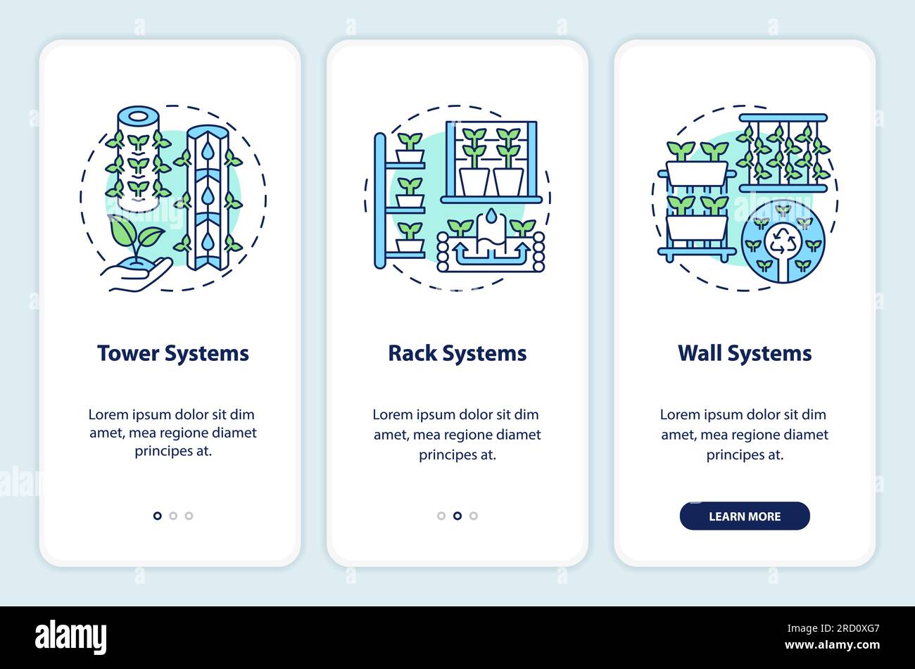 Vertical farming and hydroponics concept icons Stock Vector
