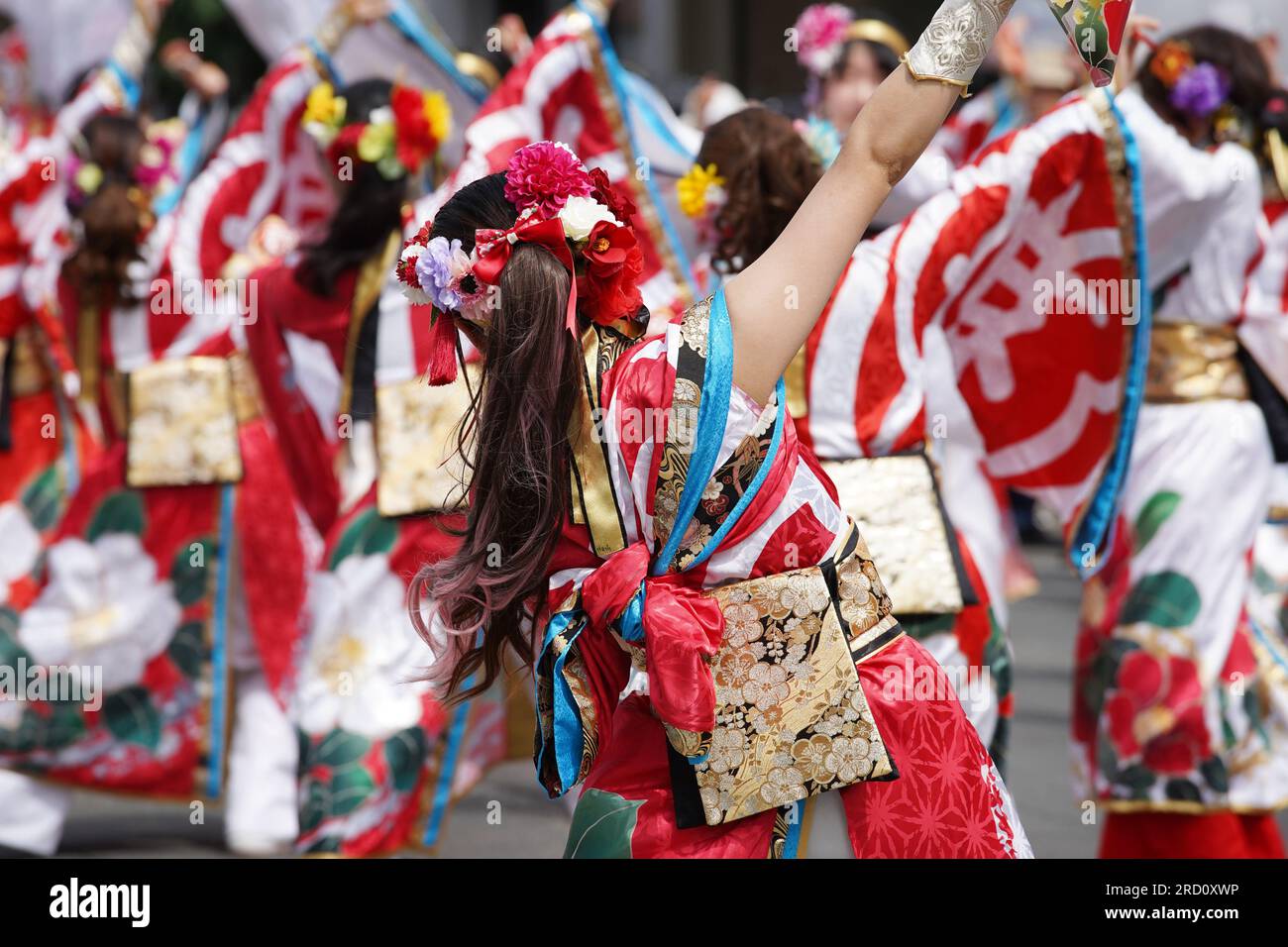 KAGAWA, JAPAN JULY 15 2023 Japanese performers dancing in the famous