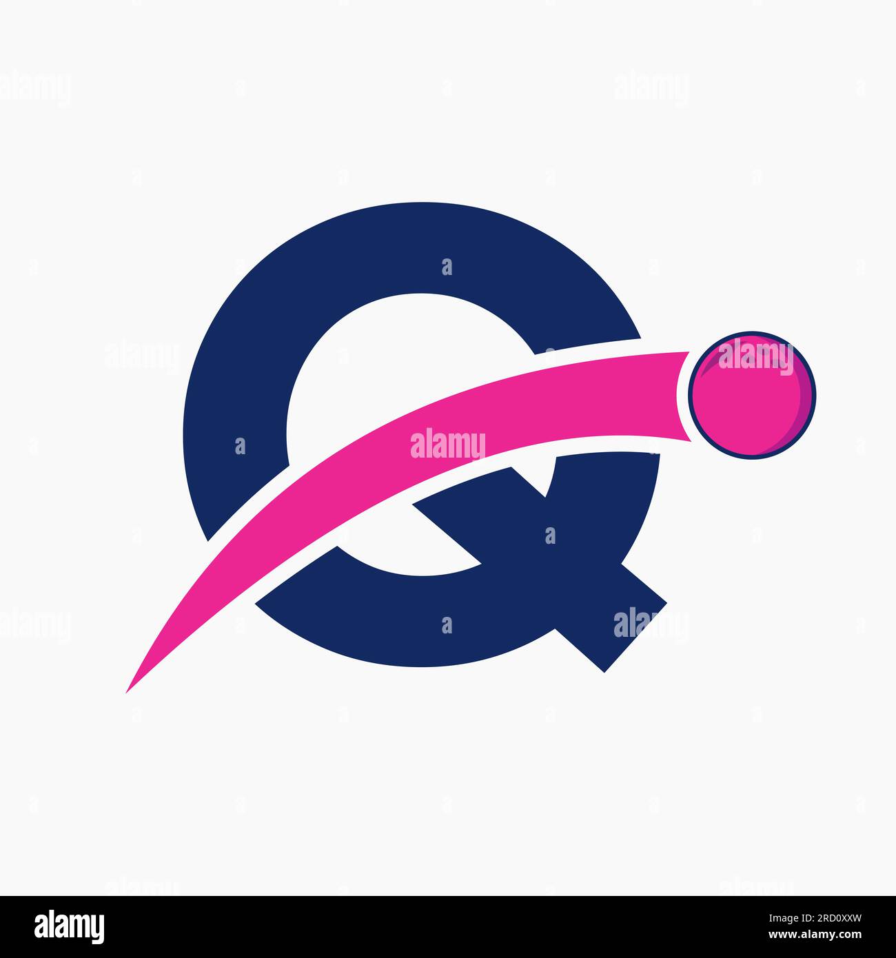 Letter Q Bowling Logo. Bowling Ball Symbol With Moving Ball Icon Stock