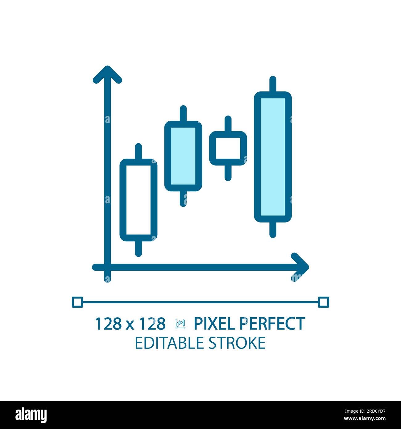 Candlestick chart light blue icon Stock Vector