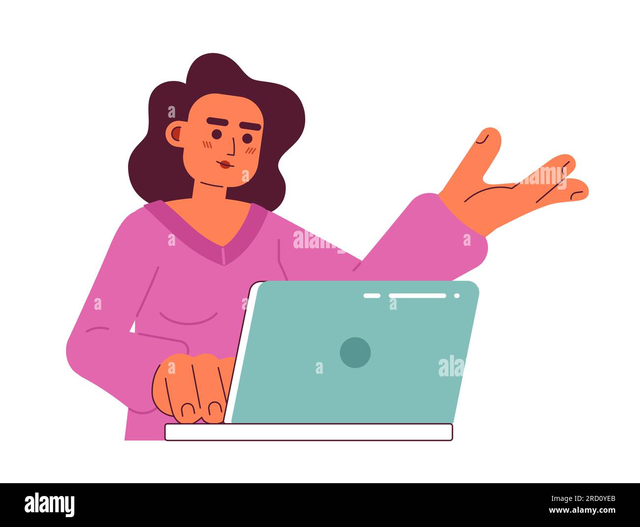Woman office worker semi flat color vector character Stock Vector
