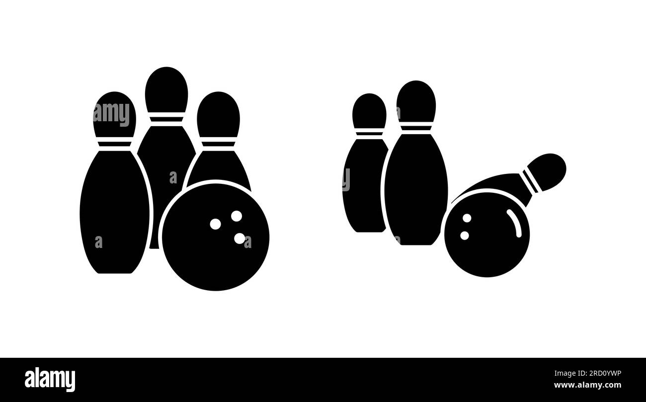 Bowling icon vector. Bowling ball and pin icon. Bowling pins with ball