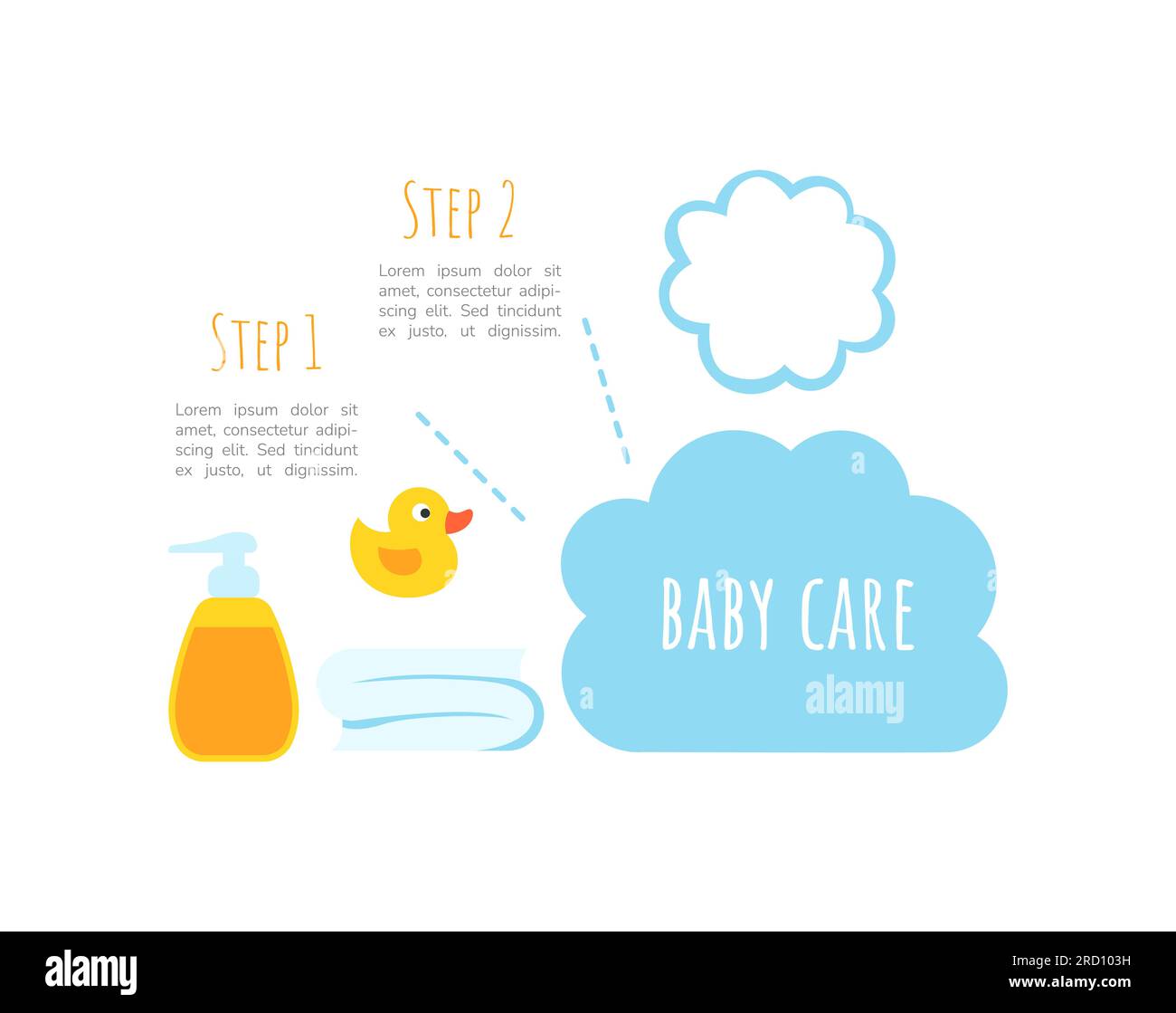 Bathing newborn steps infographic chart design element set Stock Vector