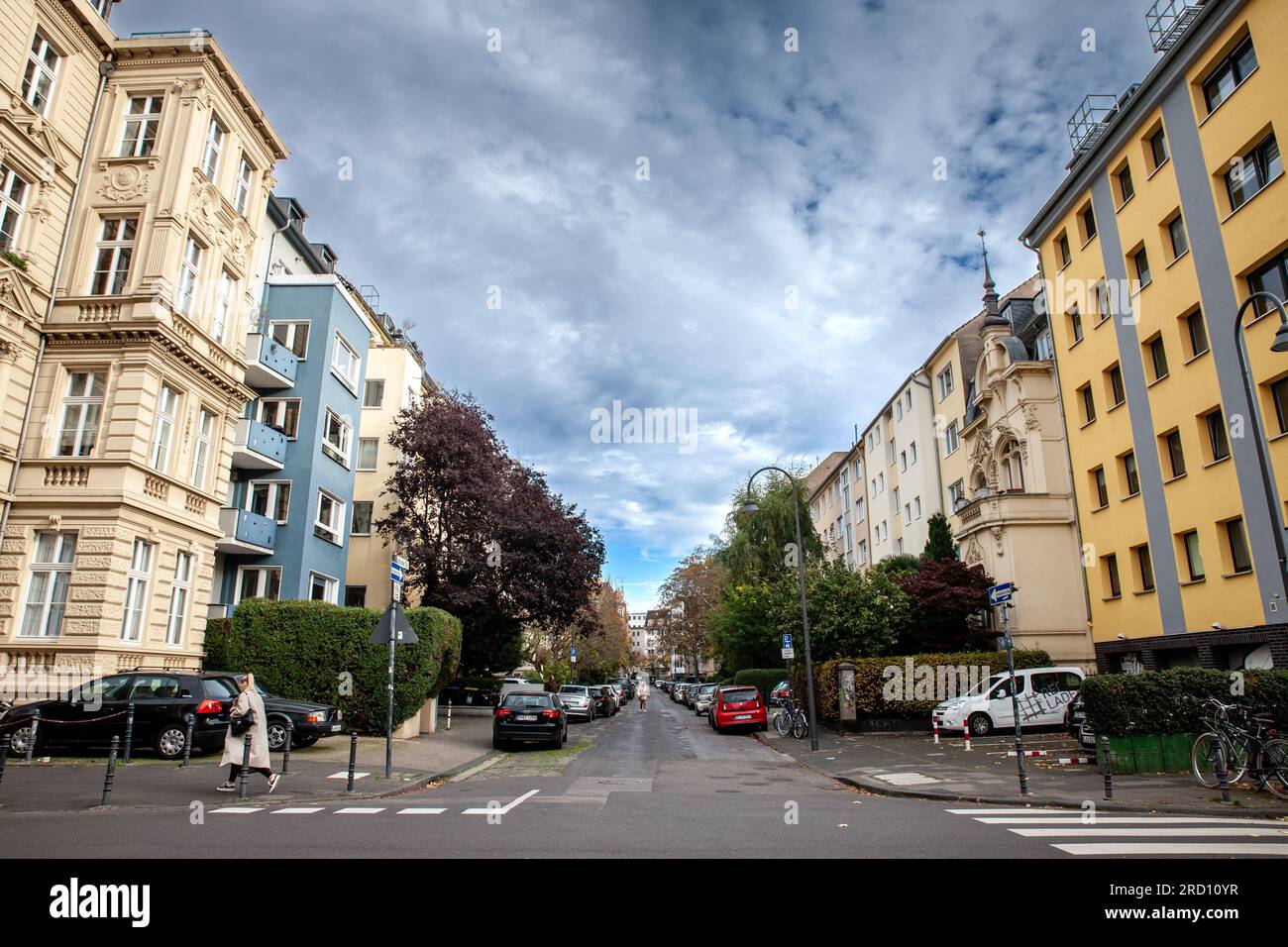 Picture of a residential street of Cologne, Germany, with residential buildings. Cologne is the