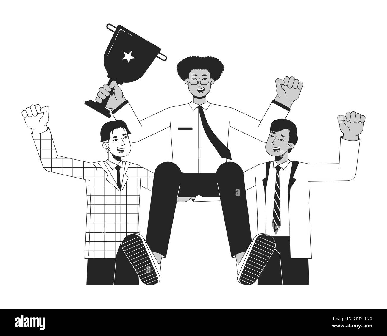 Celebrate business team bw concept vector spot illustration Stock ...