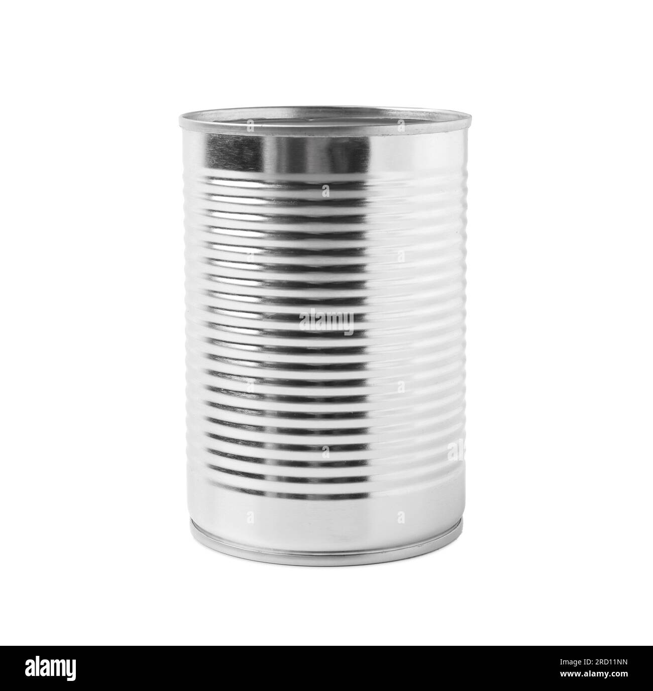 One open tin can isolated on white Stock Photo - Alamy