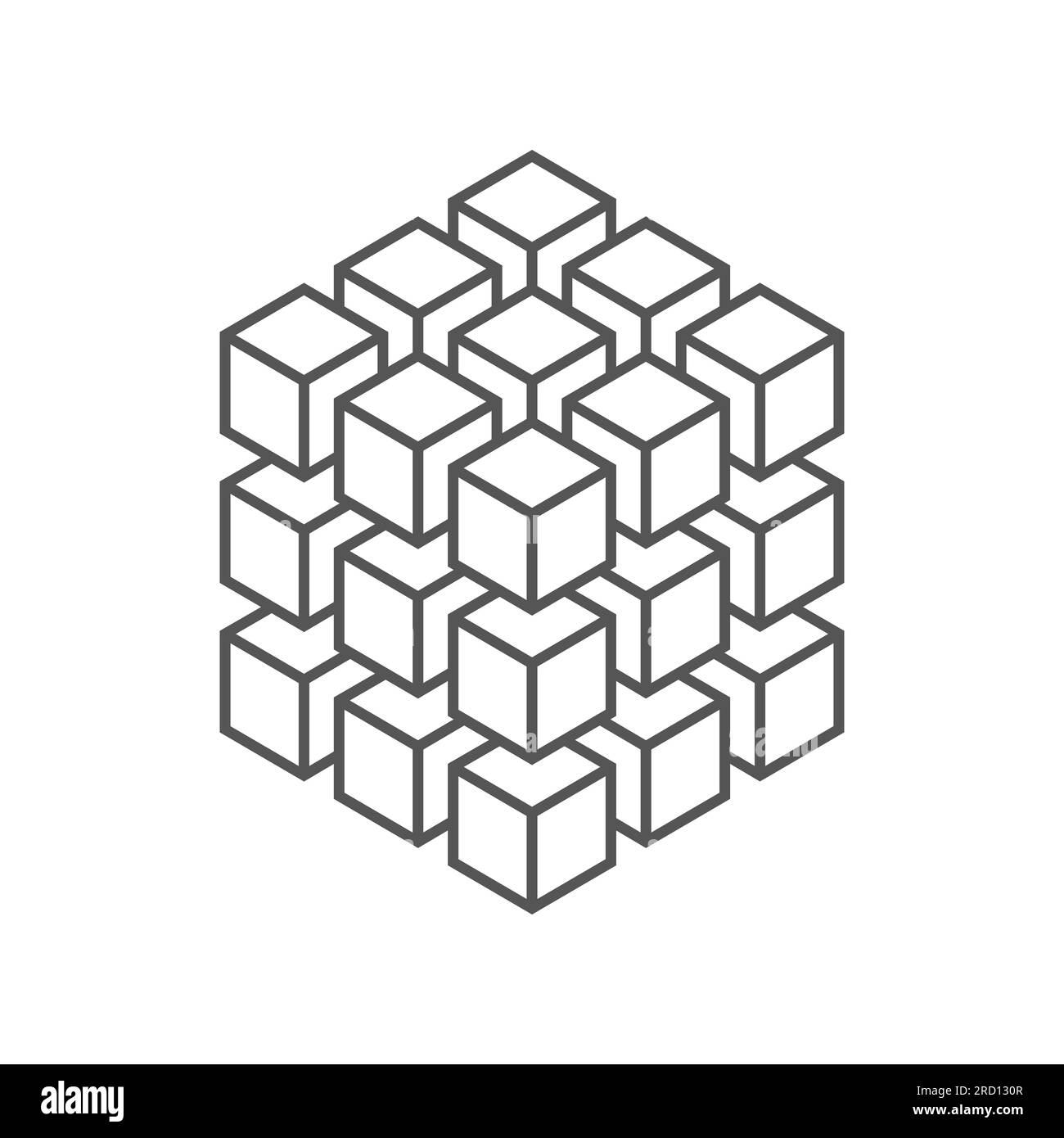 Geometric 3D object optical illusion. Vector illustration, 3D cube idea. EPS 10 Stock Vector