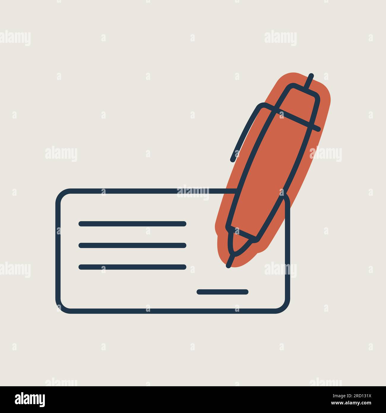 Blank bank check with pen and signature icon. E-commerce sign. Graph ...
