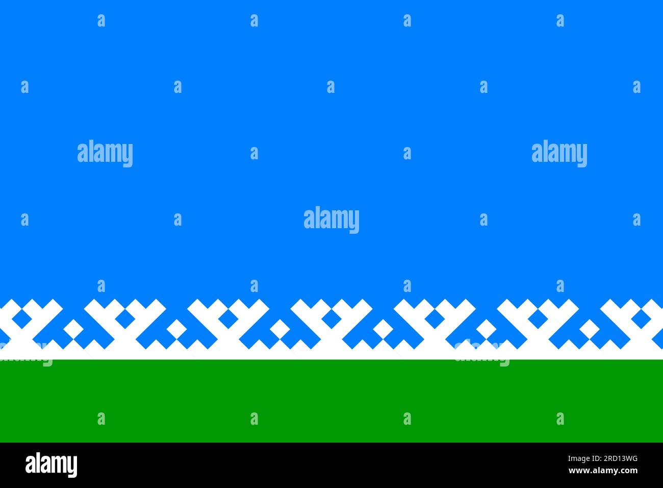 flag of Samoyedic peoples Nenets. flag representing ethnic group or culture, regional authorities. no flagpole. Plane design, layout Stock Photo