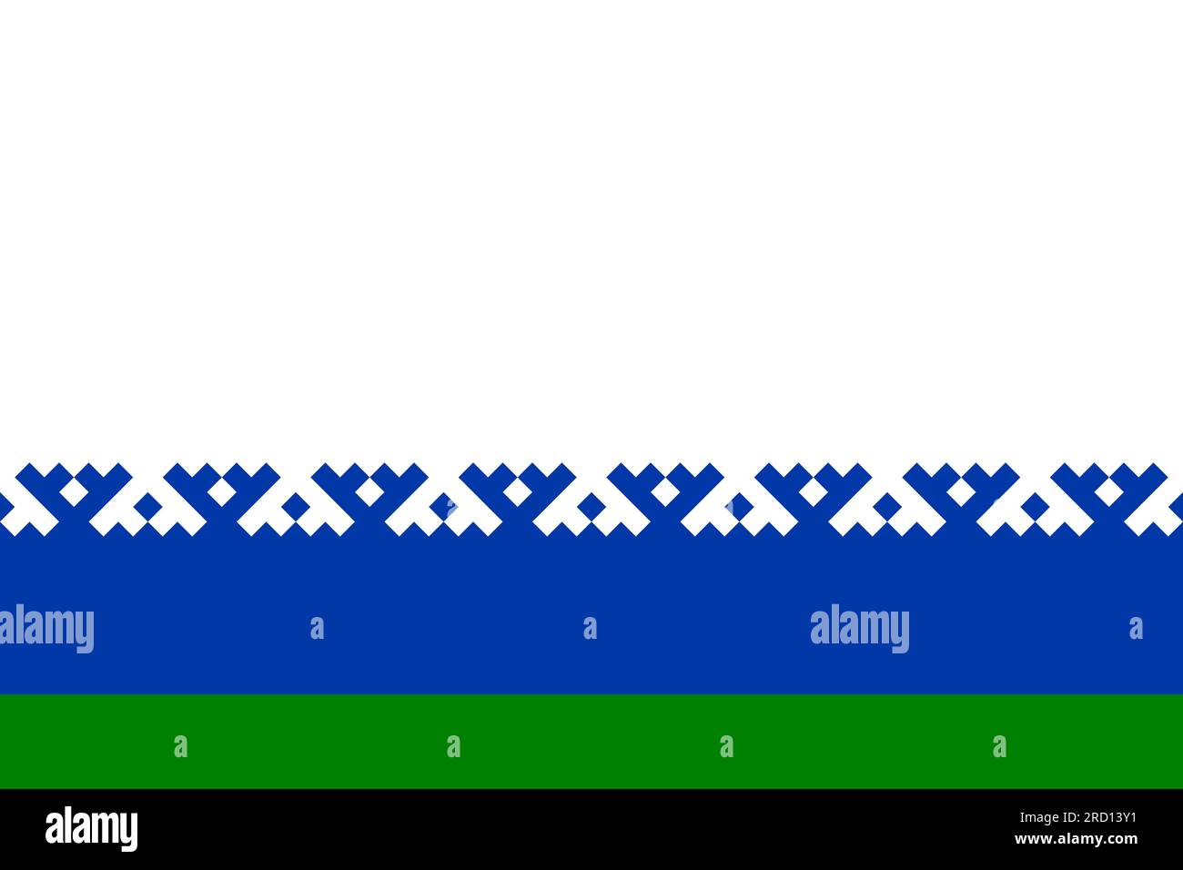 flag of Samoyedic peoples Tundra Nenets. flag representing ethnic group or culture, regional authorities. no flagpole. Plane design, layout Stock Photo