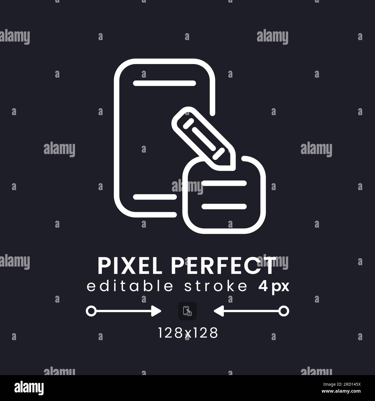 Note taking apps white linear desktop icon on black Stock Vector Image ...