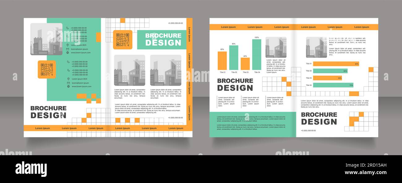 Marketing with data graphs bifold brochure template design Stock Vector ...
