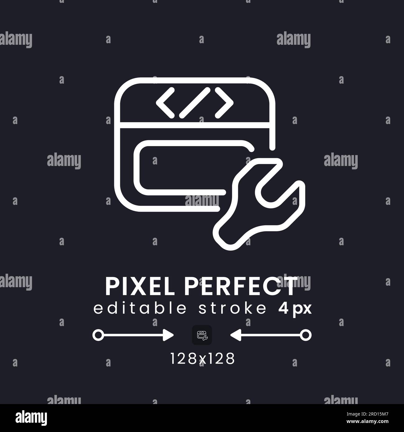 Website builder white linear desktop icon on black Stock Vector