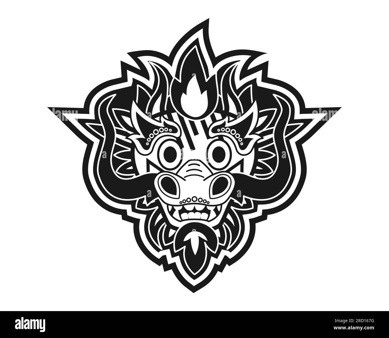 Dragon muzzle for New Year 2025 celebration.Black and white design