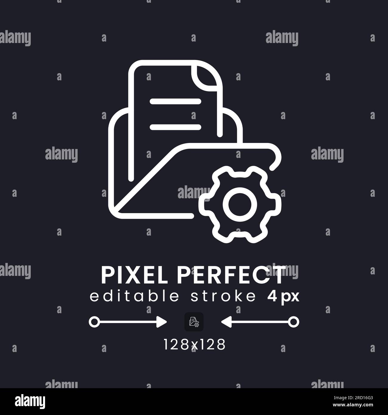 File and document manager white linear desktop icon on black Stock Vector