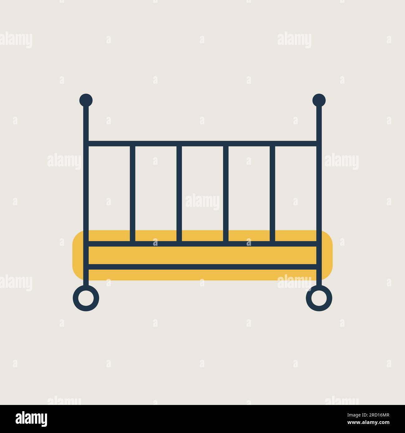 Classic wooden baby crib isolated vector icon. Graph symbol for