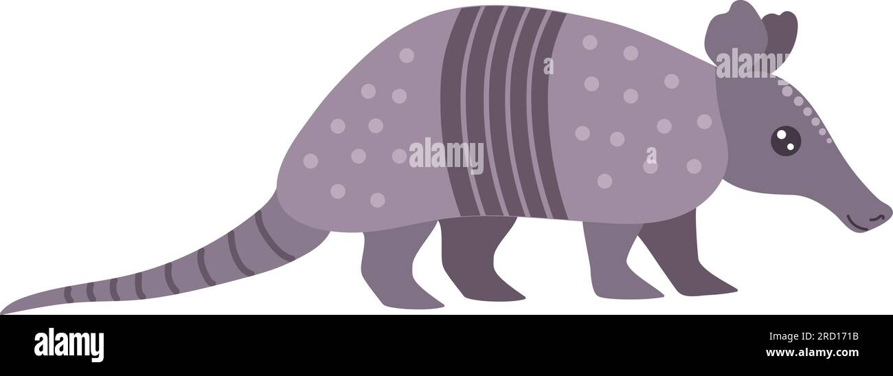 Cartoon armadillo isolated on white background. Exotic animal. Vector illustration Stock Vector