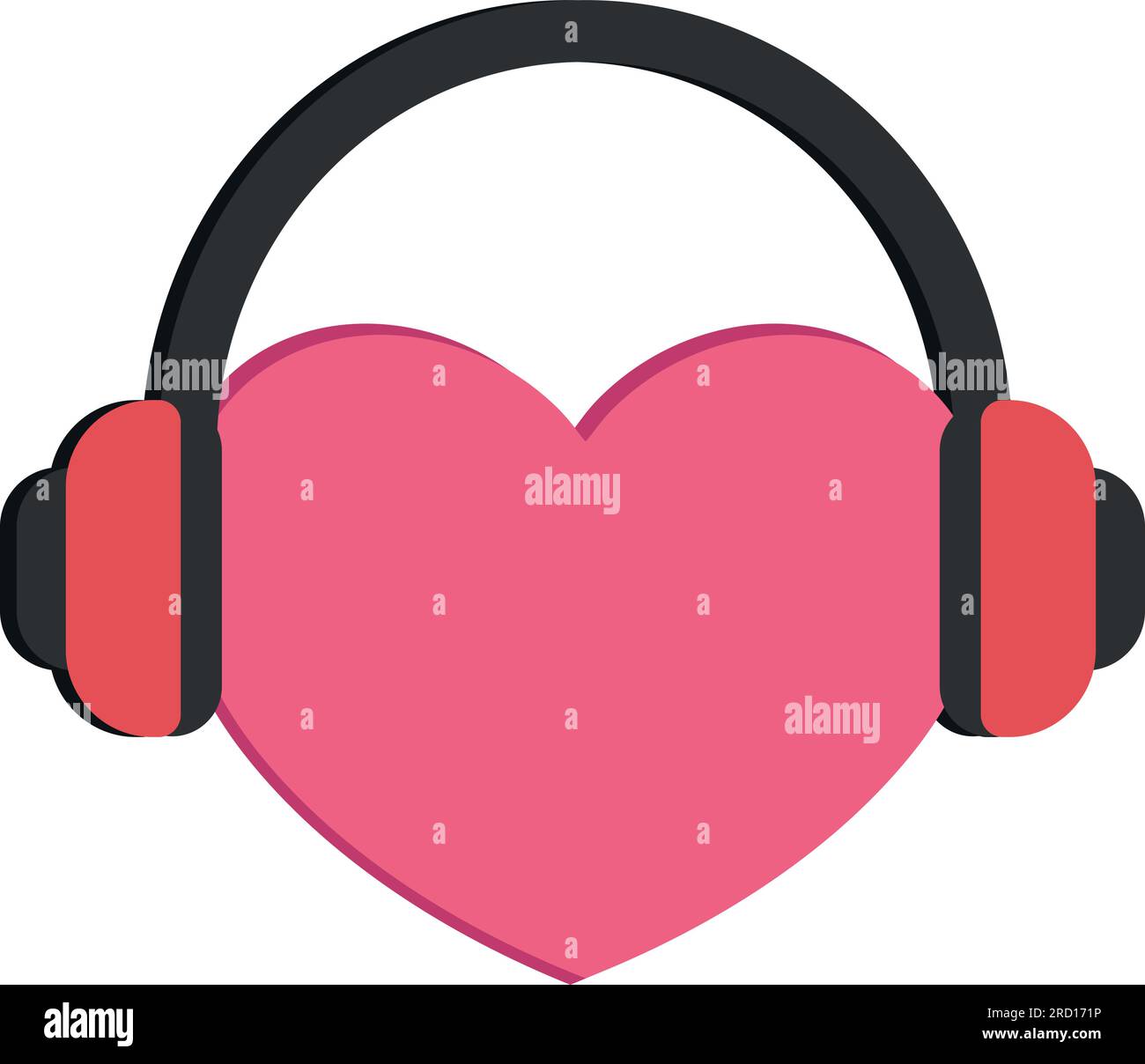 Heart in headphones. Love music flat icon. Vector illustration Stock