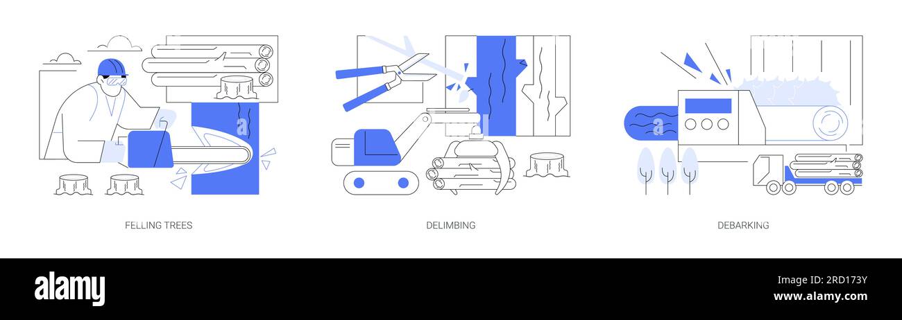 Timber harvesting abstract concept vector illustrations. Stock Vector