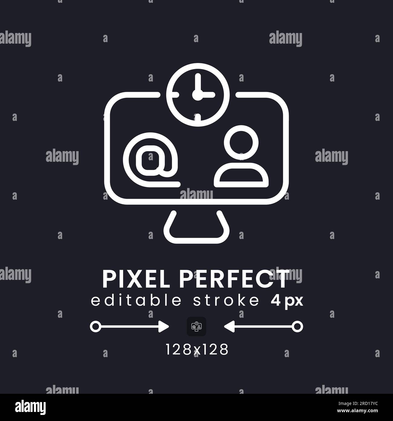 Workspace organization white linear desktop icon on black Stock Vector
