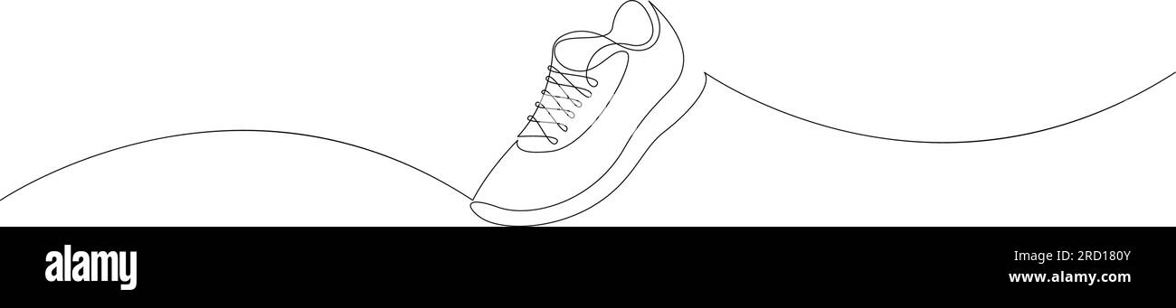 Shoe single continuous line drawing. Sports footwear minimalist concept. Sneakers one line art. Vector illustration Stock Vector