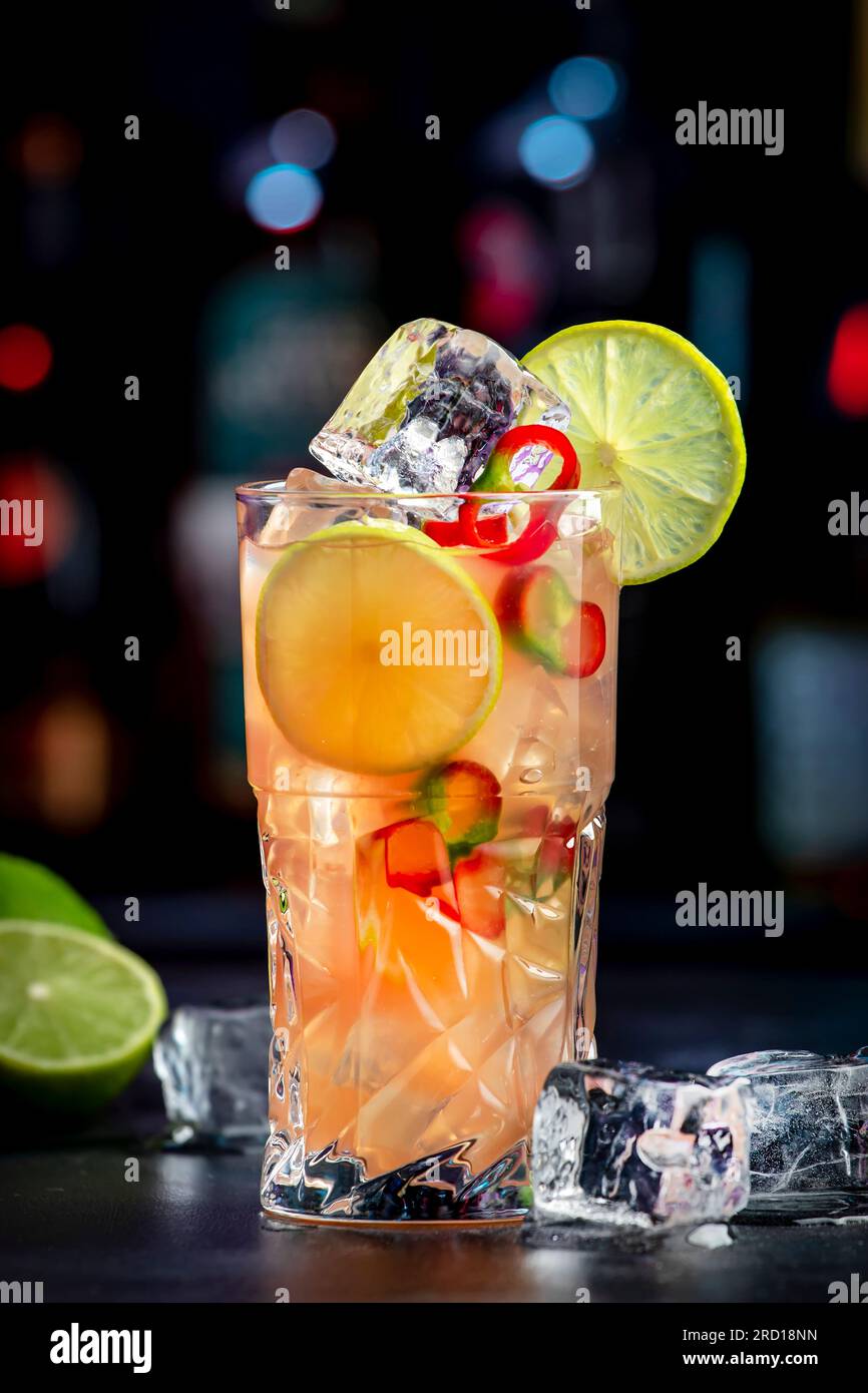 Siam sunrays alcoholic cocktail drink with vodka, coconut liqueur