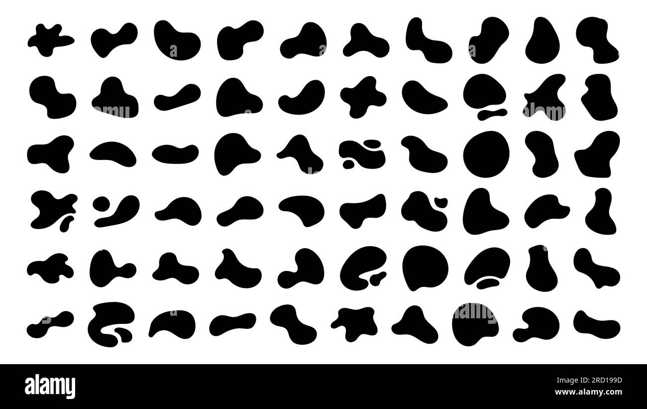 Abstract organic black fluid blobs irregular shapes set of collection ...