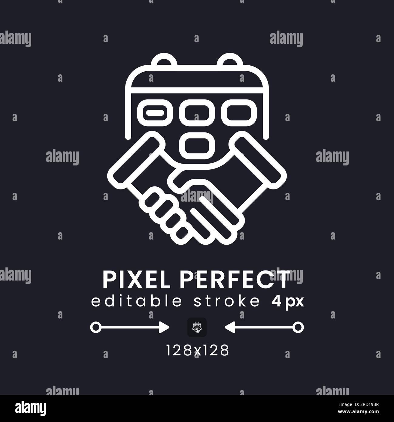 Scheduling service white linear desktop icon on black Stock Vector