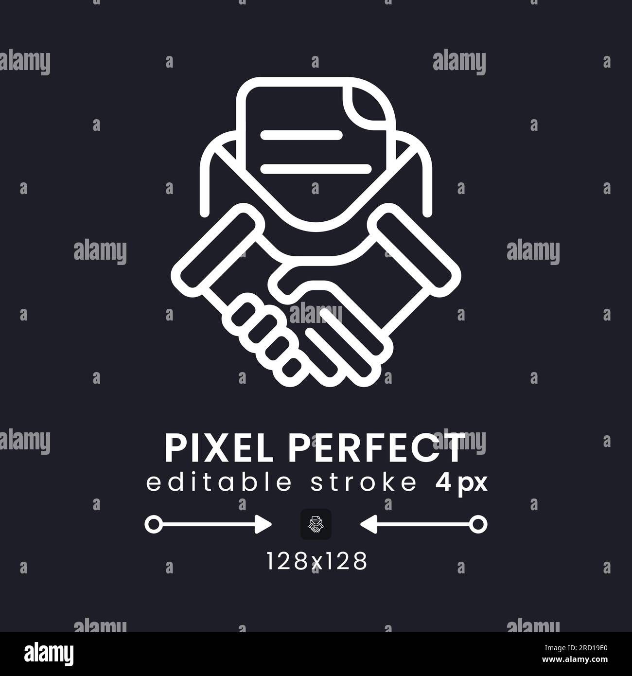 Contract management white linear desktop icon on black Stock Vector
