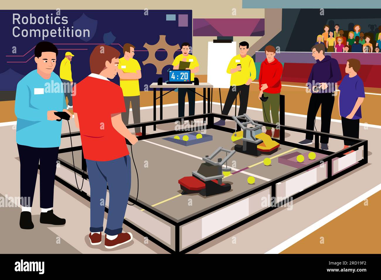 A Vector Illustration Of High School Students In Robotic Competition ...