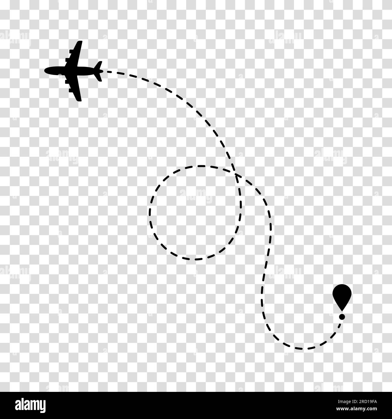 Airplane route plane path. Travel concept. Dotted path airplane