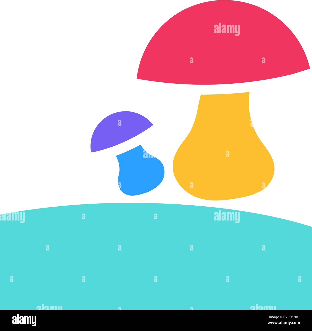 Edible forest mushrooms in open meadow. Picking wild berries and mushrooms for dinner tourists travelers. Forest edible plants. Simple colored flat ve Stock Vector