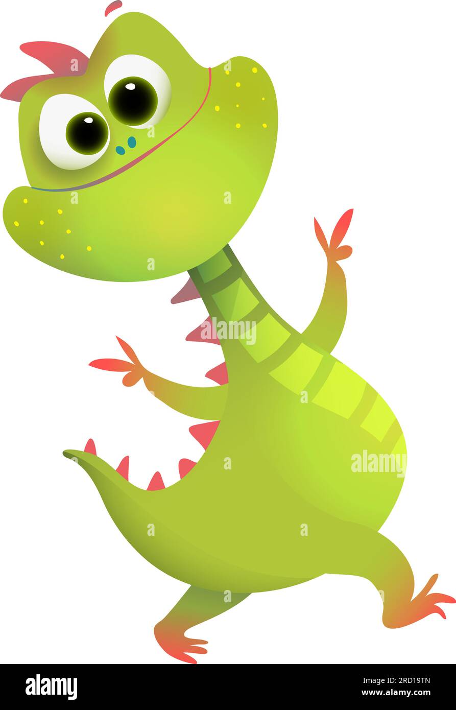 Funny Walking Dancing Dinosaur, Dino Kids Cartoon Stock Vector Image