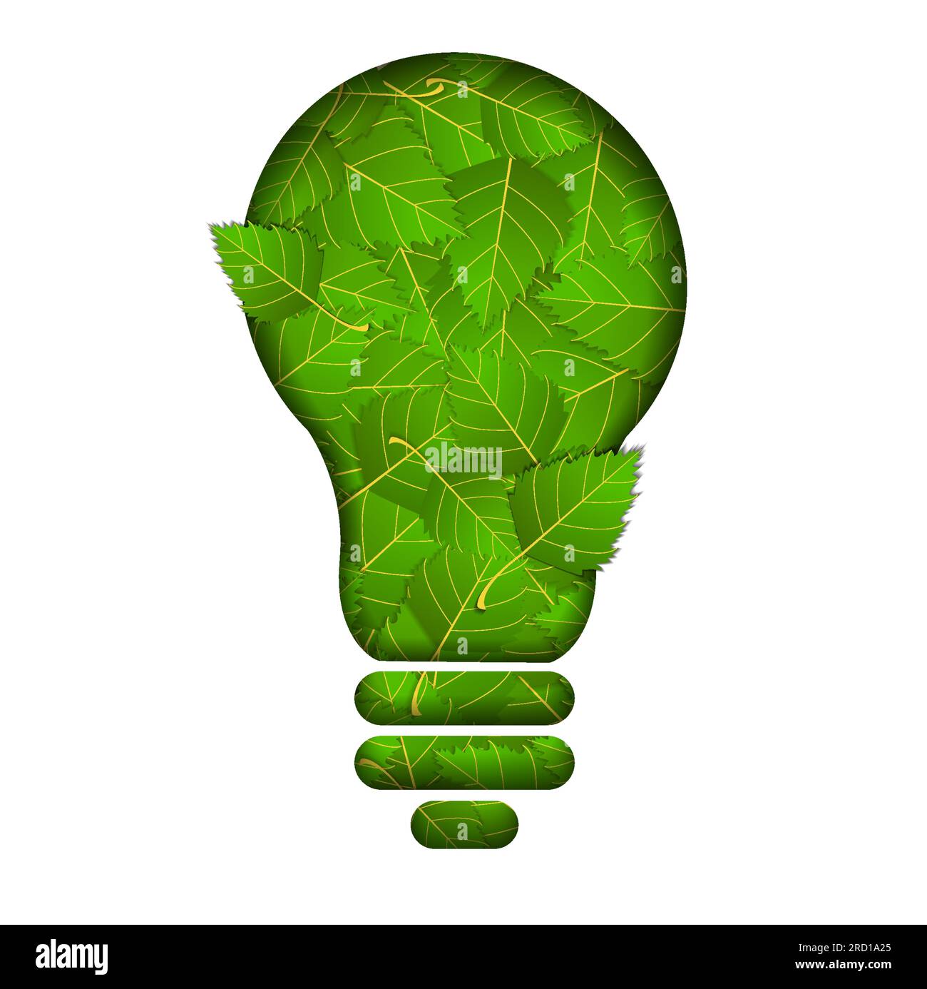 Green energy logo, incandescent electric light bulb with green leaves ...