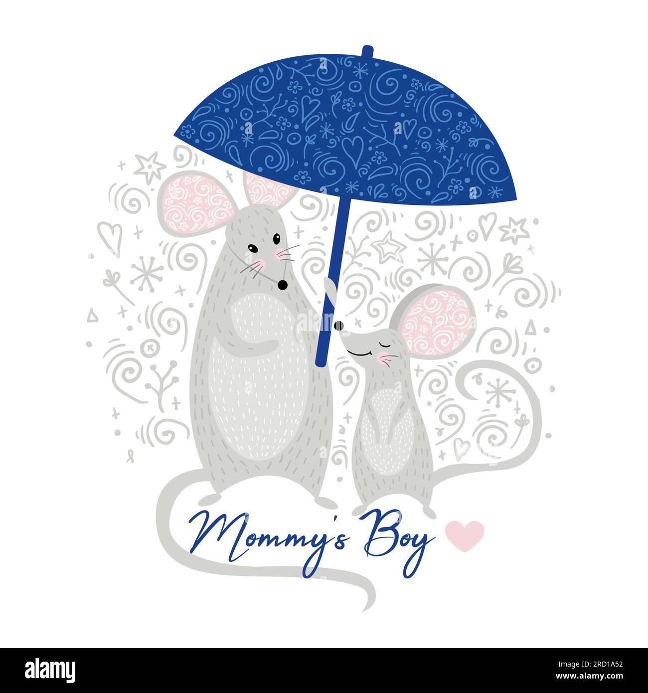 Mouse Mother and Mouse baby boy cute with umbrella. Mommy&rsquo;s boy . Cool