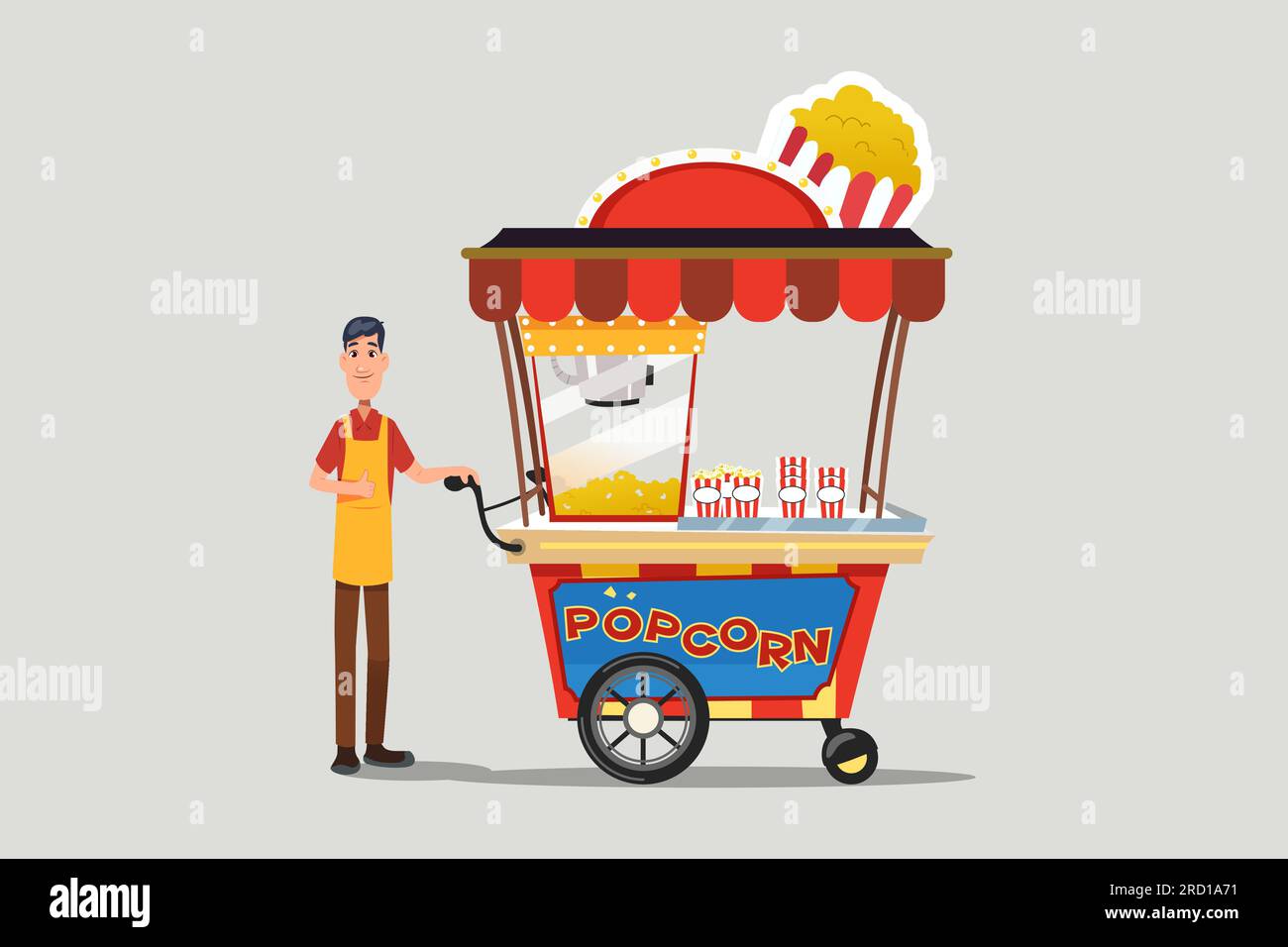 A vector illustration of Popcorn stall food vendor Stock Vector Image