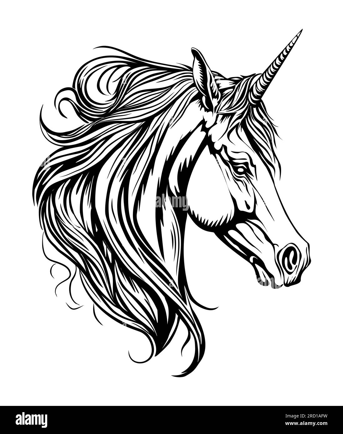 Unicorn head fantasy animal vector art isolated. Stock Vector