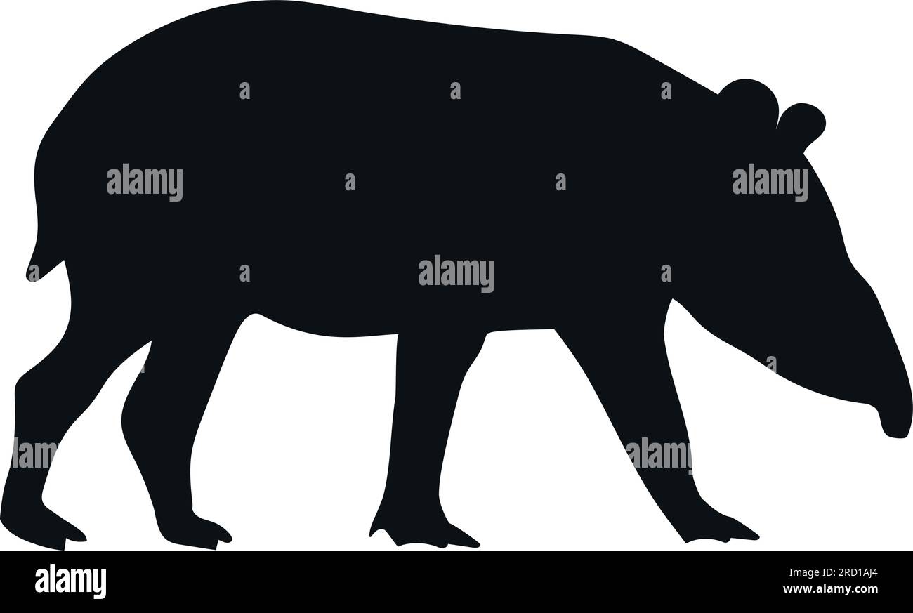 Tapir silhouette isolated on white background. Vector illustration Stock Vector